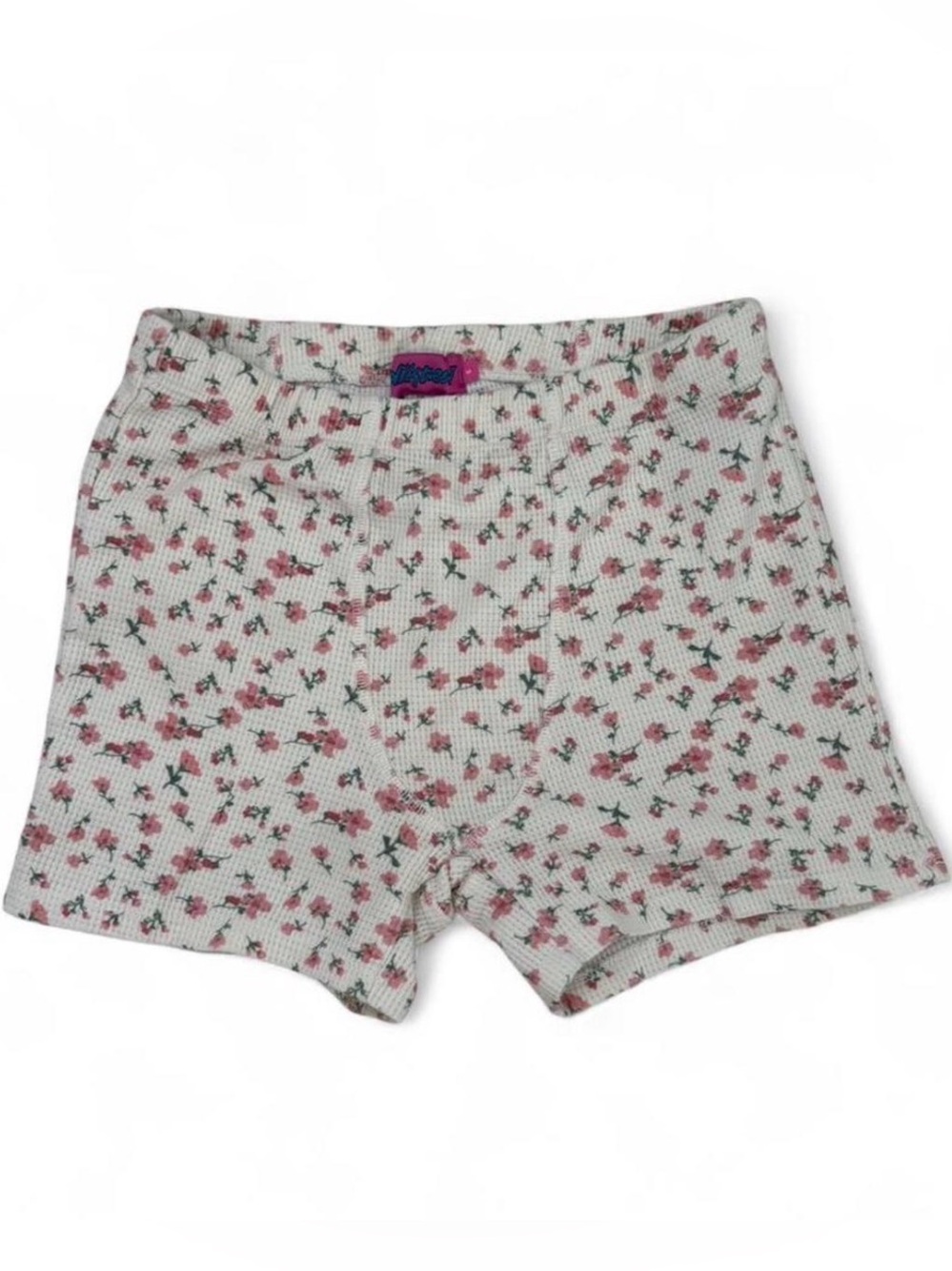 Edikted Pink Floral Waffle Bike Shorts